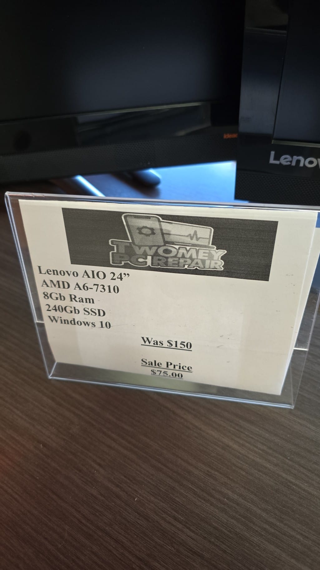 We got about 11more of these in
 24 inch All in one computers $75 each plus tax
...