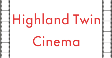 Highland Twin Cinema logo with film strip border.