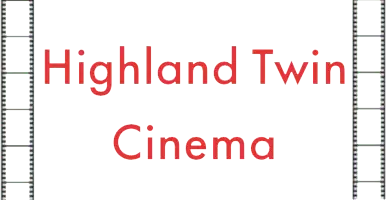 Highland Twin Cinema logo with film strip border.