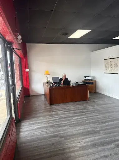 Person at desk in spacious office